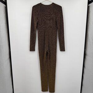 Celebrity Fashion by Hera Collection Black & Gold Metallic Deep V Jumpsuit M